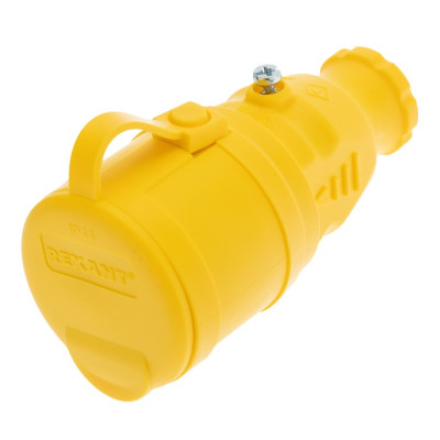 Розетка переносная Rexant влагозащищенная с крышкой с заземлением 16А IP44 каучук желтый