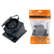 Розетка настенная TDM ELECTRIC с заглушкой наклон. 3Р+РЕ 32А 380В IP44 каучук