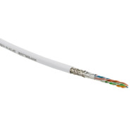 Hyperline SFUTP4-C5E-S24-IN-PVC-WH-305 (305 м) Кабель витая пара SF/UTP, категория 5e, 4 пары(24 AWG), одножильный(solid), экран - фольга + медная оплетка, PVC, –20°C – +75°C, белый