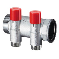 Балансировочный коллектор FAR 1 1/4" 2 отвода евроконус 3/4"