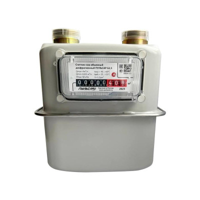 Счетчик газа объёмный диафрагменный "Пульсар" G2,5, межцентровое расстояние 110мм, левый поток