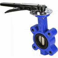 Затвор дисковый поворотный DN.ru WBV1631N-2W-Fb-H Ду65 Ру16 LUG межфланцевый, корпус - высокопрочный чугун GGG45/QT450, диск - нержавеющая сталь 304, уплотнение - NBR, с ISO-фланцем F05, квадрат 9х9, с рукояткой