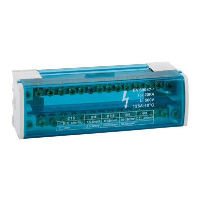 Шина "N" нулевая на DIN-рейку в корпусе КЭАЗ 2х15 групп