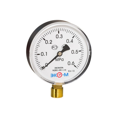 Манометр ЭКОМЕРА радиальный МД02 0-1,0МПа (0-10бар) Дк160 G1/2"