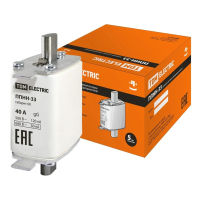 Плавкая вставка предохранителя TDM ППНН-33 габ.00, 40А