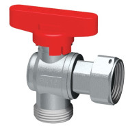 Шаровой кран FAR хром. 3/4"накид.гайка-3/4"EU/плос.упл. бабочка красный угловой