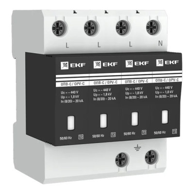 Ограничитель перенапряжения импульсный ekf ОПВ-C/4п In20кА 400В