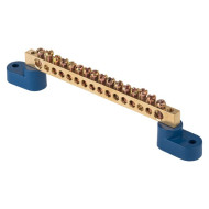 Шина нулевая EKF PROxima N 6х9 16 отверстий 2 синих угловых изолятора латунь