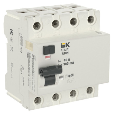 Выключатель дифференциального тока IEK ARMAT R10N 4P 40А 300мА тип A