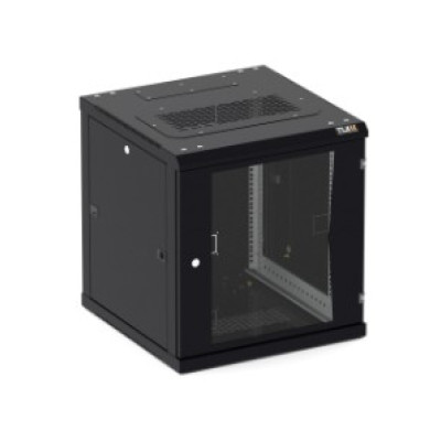 Настенный разборный шкаф TLK 19", 12U, стеклянная дверь, Ш600хВ636хГ600мм, 2 пары монтажных направляющих, черный