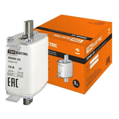 Плавкая вставка предохранителя TDM ППНН-33 габ.00, 10А