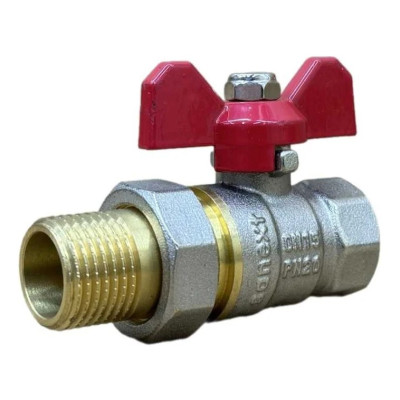 Шаровой кран SANEXT Ду 20, НР-ВР 3/4" со сгоном (Американка) бабочка