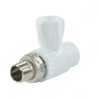 Кран PP-R бел шар Дн20х1/2" НР прям д/рад РосТурПласт