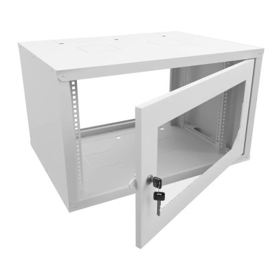 Шкаф настенный 4U Netko серия WM (600х450х279), передняя дверь стекло, собранный, серый