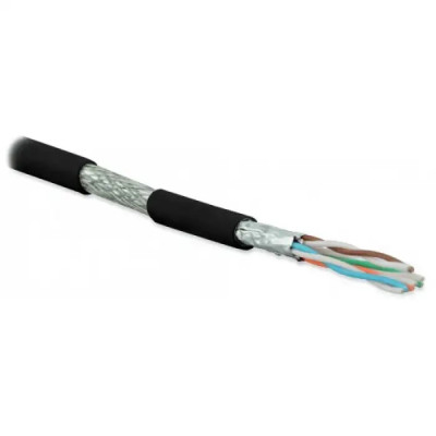 Кабель витая пара Hyperline SFTP4-C6A-S23-IN-LSZH-BK-500 (500 м) одножильный (solid), каждая пара в фольге, общий экран - медная оплетка, для внутренней прокладки, нг(A)-HF, –20°C – +60°C, че...