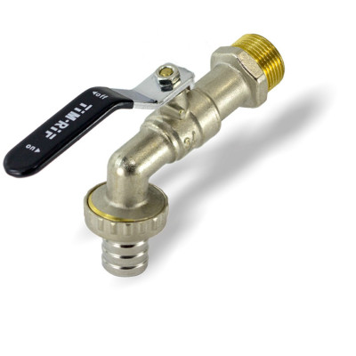 Кран шаровой 1/2 со штуцером (усиленный) TIM