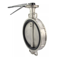 Затвор дисковый поворотный DN.ru WBV3232N-2W-Fb-H Ду300 Ру16 межфланцевый, корпус - нержавеющая сталь 316L, диск - нержавеющая сталь 316L, уплотнение - NBR, с рукояткой, квадрат 22х22, F12