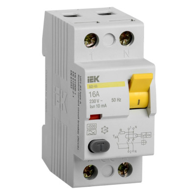 Выключатель дифференциальный (УЗО) IEK ВД1-63 2Р 16А 10мА тип А