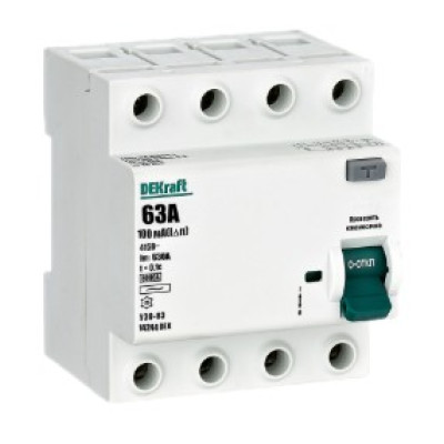 Выключатель дифференциального тока Dekraft УЗО 03-6кА-4P-063А-100-AC