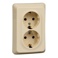 Systeme Electric Этюд Крем Розетка 2-ая с/з без шторок 16А 250B
