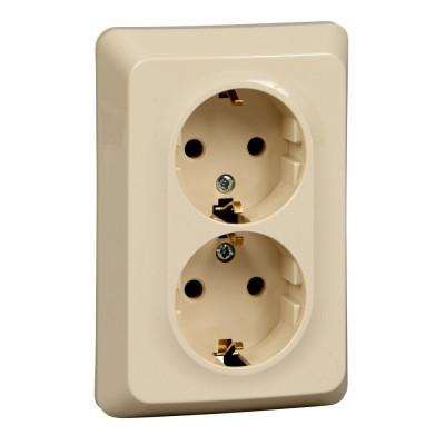 Systeme Electric Этюд Крем Розетка 2-ая с/з без шторок 16А 250B