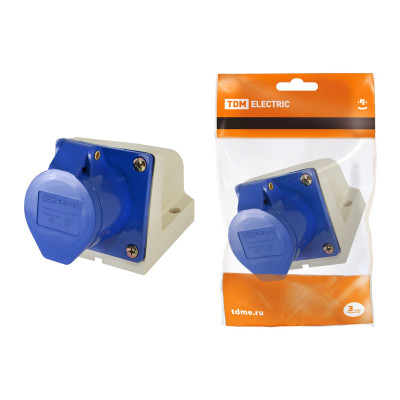 Розетка стационарная TDM ELECTRIC 123 2Р+РЕ 32А 220В IP44