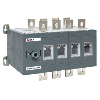 Рубильник EKF TwinBlock 4-полюсной 800А без рукоятки управления реверсивный