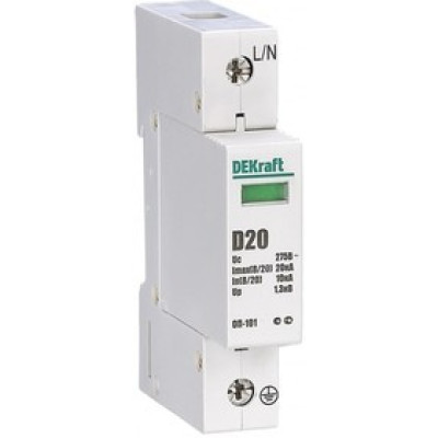 Ограничитель перенапряжения однополюсный Dekraft ОП-101 1п 20кА D 275В