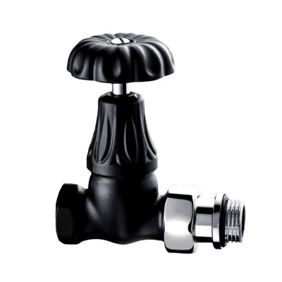 Вентиль SR Rubinetterie прямой серия Floral Old Style 1/2, цвет черный матовый