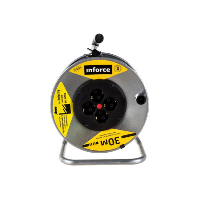 Удлинитель силовой на металлической катушке Inforce К4-Е-30 КГ 3x2.5 30м 16А 4 розетки