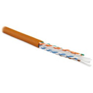 Кабель витая пара Hyperline UUTP4-C5E-P24-IN-PVC-OR-305 (305 м) неэкранированная U/UTP, категория 5e, 4 пары (24 AWG), многожильный (patсh), PVC, -20°C – +75°C, оранжевый