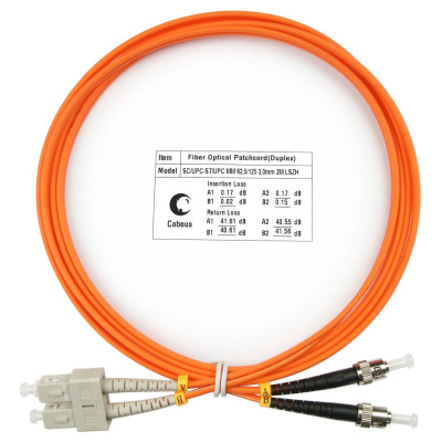 Оптический патч-корд duplex SC-ST 62,5/125 MM Cabeus FOP-62-SC-ST-2m 2 метра оранжевый