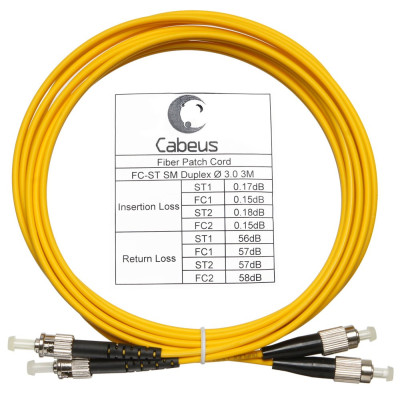 Оптический патч-корд FC-ST Cabeus FOP(d)-9-FC-ST-3m 9/125 3 метра