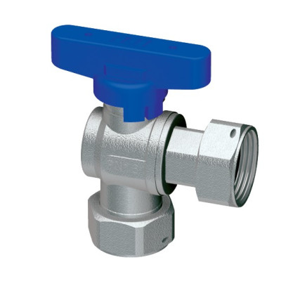 Шаровой кран FAR хром. 3/4"накид.гайки бабочка синий угловой