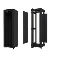 Шкаф напольный 42U Netko серия TS(AS) (600х800х2055), передняя дверь стекло, черный, разобранный (упакован в 2 коробки)