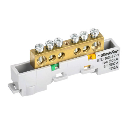 Шина IEK TEKFOR PE "земля" неизолированная на универсальном держателе 8х12-6-Ж