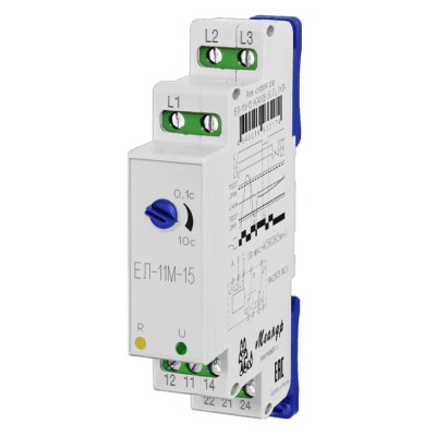 Реле контроля напряжения Меандр 3ф ЕЛ-11М-15 УХЛ4 AC 400В задержка срабатывания 01...10с ток контактов исполнит. реле 8А 2п A8302-16933174