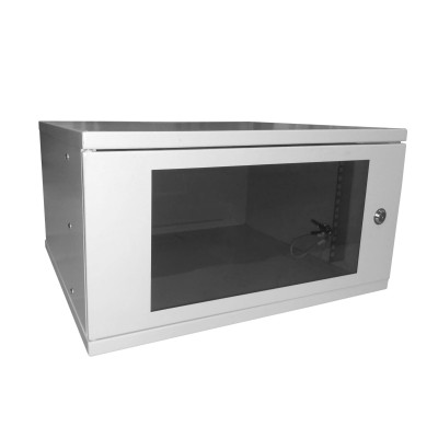 Шкаф настенный 19" 5U Netko серия COMPACT (530х450х279), передняя дверь стекло, серый