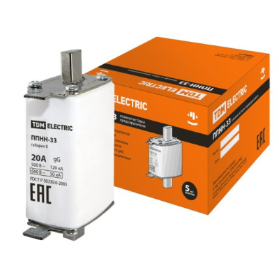 Плавкая вставка предохранителя TDM ППНН-33 габ.0, 20А