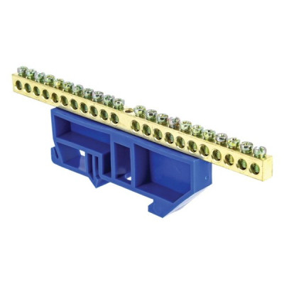 Шина нулевая EKF PROxima N 6х9 22 отверстий латунь синий изолятор на DIN-рейку