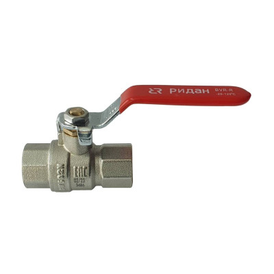 Шаровой латунный кран ВР-ВР полнопроходной, ручка-рычаг, BVR-R, Ридан 1 1/2"