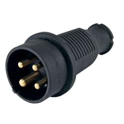 Вилка TDM прямая каучук 3Р+РЕ 32А 380В IP44