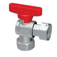 Шаровой кран FAR хром. 3/4"накид.гайки бабочка красный угловой