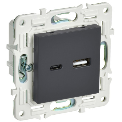 SKANDY Розетка USB A+C 3,1А SK-R14G графит IEK