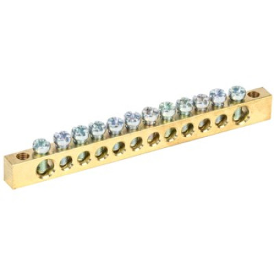 Шина "N" IEK нулевая 6х9мм 12/2 (12групп/крепеж по краям) YNN11-12-100