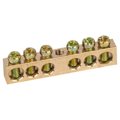 Шина ЭРА NO-122-13 PEN земля-ноль 6х9мм 6/1 латунная с креплениями по центру