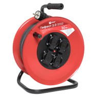 Удлинитель на катушке EKF PROxima Гефест 2.0 4 гнезда 30м с заземлением и предохранителем КГ 3*2,5 16А 3,5кВт IP44