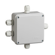 Коробка распаячная КМ41330 для открытой проводки 100х100х50мм IP55 (RAL 7035, гермовводы PG9 5шт) IEK UKO10-100-100-050-K51-55