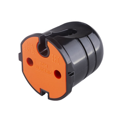 Кабельная розетка TDM ELECTRIC б/з черная с красной вставкой 10А 250B черная