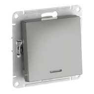 1-клавишный ПЕРЕКЛЮЧАТЕЛЬ Systeme Electric ATLASDESIGN с подсветкой, сх.6а, 10АХ, быстрозажимные клеммы, СТАЛЬ